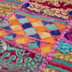 Beautiful Pink Patchwork Embroidered Table Runner