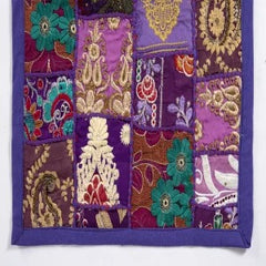 Purple Embroidery Patchwork Cotton Table Runner