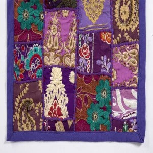 Purple Embroidery Patchwork Cotton Table Runner