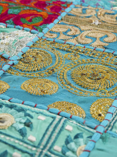 Indian Handmade Embroidery Patchwork Cotton Table Runner