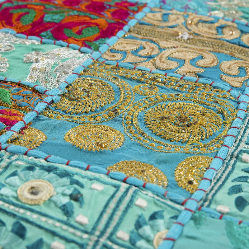 Indian Handmade Embroidery Patchwork Cotton Table Runner