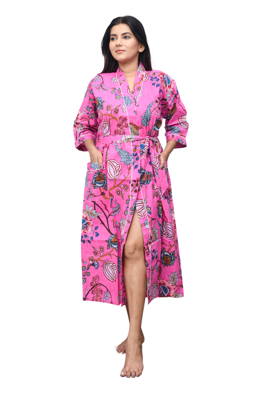 100% Cotton Indian Beach Kimono Robe ,Kimono Robe,Cotton Robe,Shower Robe, Maternity Robe Bath robe Dressing Gown Beachwea