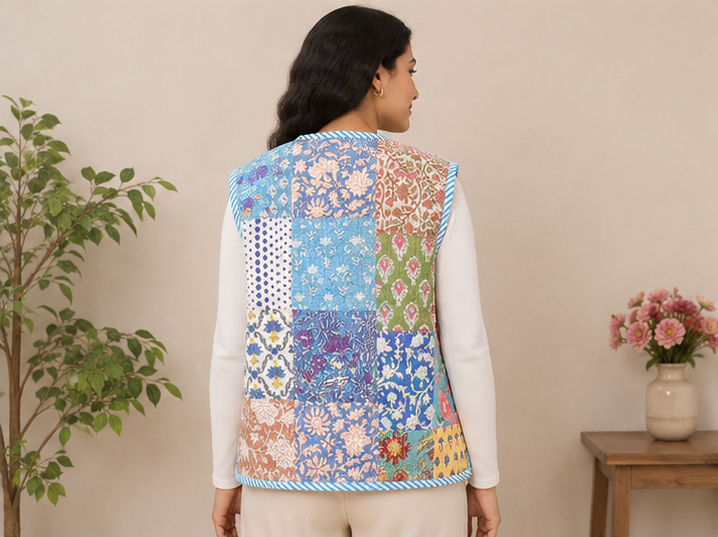 Cotton Kantha Quilt Multi Jacket for Women – Patchwork & Handmade - kraafty-com