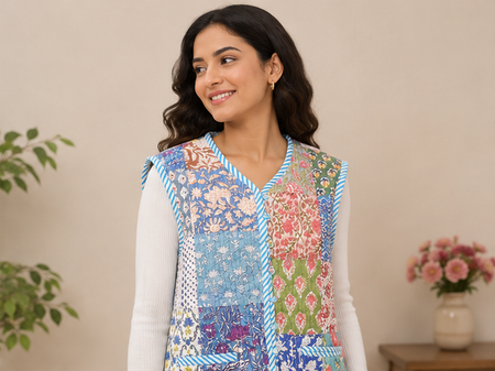 Cotton Kantha Quilt Multi Jacket for Women – Patchwork & Handmade - kraafty-com