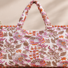 Handmade Quilted Cotton Tote Bag, Lightweight Shoulder Bag for Women