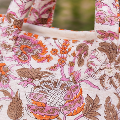 Handmade Quilted Cotton Tote Bag, Lightweight Shoulder Bag for Women