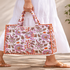 Handmade Quilted Cotton Tote Bag, Lightweight Shoulder Bag for Women