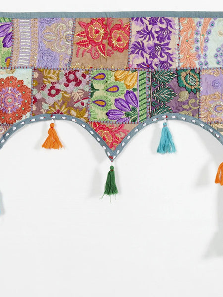 Traditional Vintage Patchwork Toran Boho Door Hanging, Bandhanwar, Window Valance with Embroidery - 1
