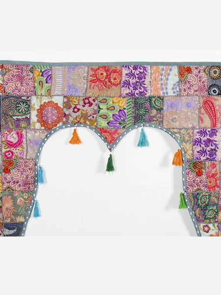 Traditional Vintage Patchwork Toran Boho Door Hanging, Bandhanwar, Window Valance with Embroidery - 1