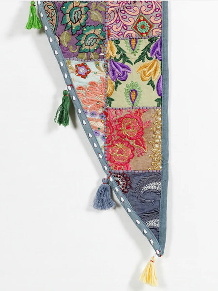 Traditional Vintage Patchwork Toran Boho Door Hanging, Bandhanwar, Window Valance with Embroidery - 1