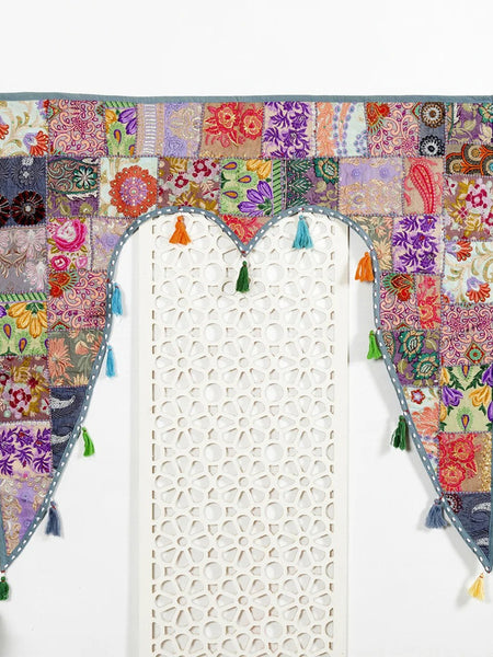 Traditional Vintage Patchwork Toran Boho Door Hanging, Bandhanwar, Window Valance with Embroidery - 1