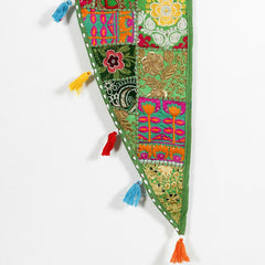 Traditional Vintage Patchwork Toran - Red Boho Door Hanging, Bandhanwar, Window Valance with Embroidery - kraafty-com