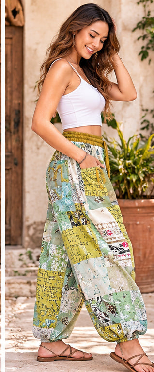 Handmade Rayon Harem Pants – Boho Patchwork Yoga Trousers with EveryDay - kraafty-com