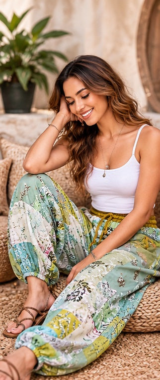 Handmade Rayon Harem Pants – Boho Patchwork Yoga Trousers with EveryDay - kraafty-com