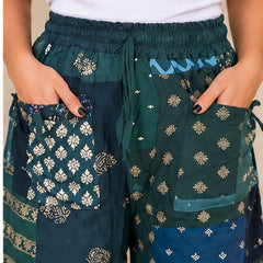 Boho Yoga Pants – Handmade Patchwork Rayon Harem Trousers with Pockets - kraafty-com