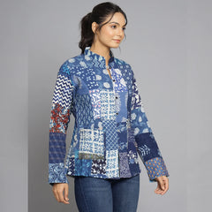 Handmade Reversible Cotton Quilted Jacket Unique Red Patchwork Coat for Women Artisan Boho Outerwear