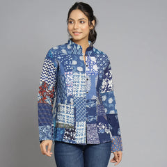 Handmade Reversible Cotton Quilted Jacket Unique Red Patchwork Coat for Women Artisan Boho Outerwear