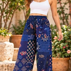Boho Patchwork Harem Pants – Handmade Hippie Trousers for Yoga & Festivals - kraafty-com