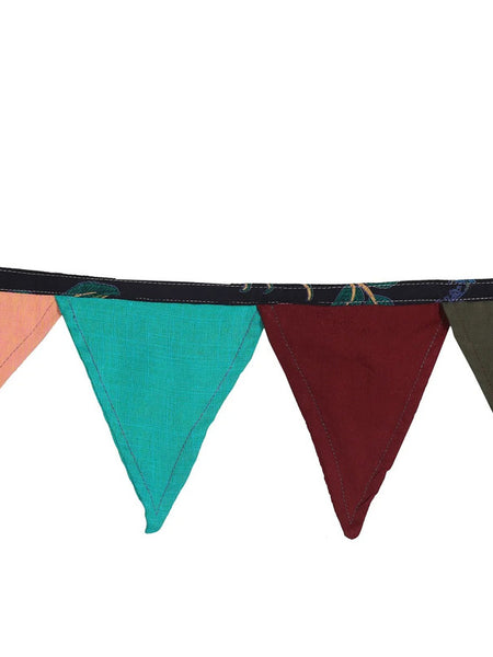 Recycled Bunting - SALE Handmade Sari Off Cuts, Eco-Friendly Decoration, Unique Colorful Flags, Vibrant Garden Garland - 2
