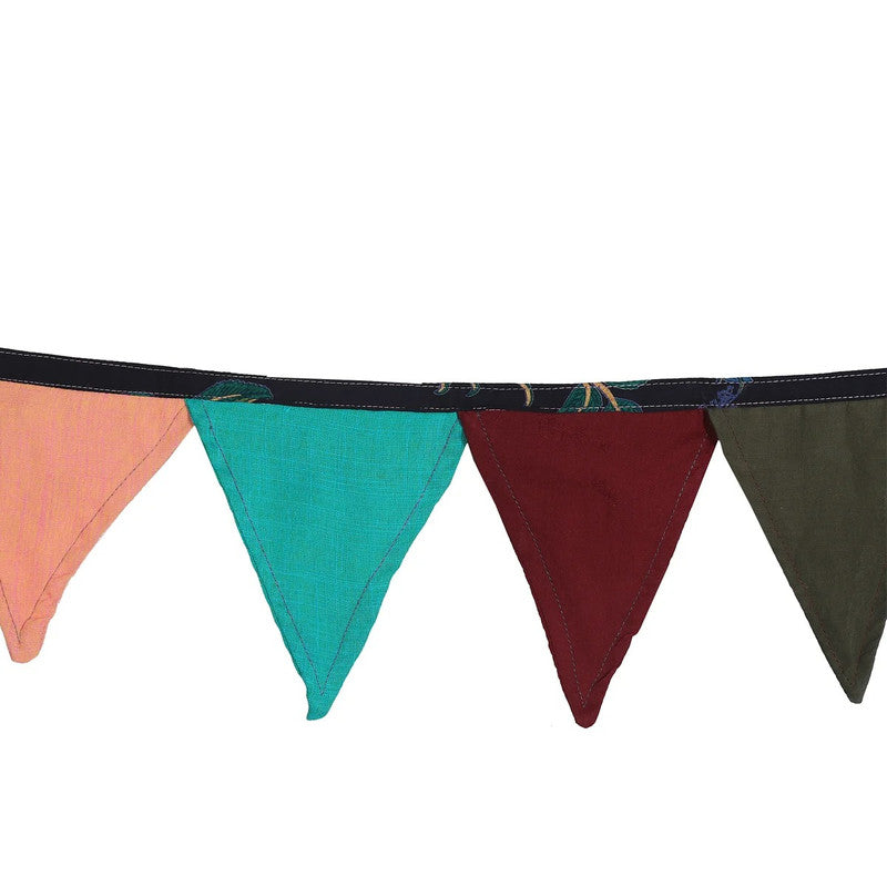 Recycled Bunting - SALE Handmade Sari Off Cuts, Eco-Friendly Decoration, Unique Colorful Flags, Vibrant Garden Garland - 2