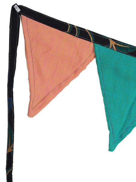 Recycled Bunting - SALE Handmade Sari Off Cuts, Eco-Friendly Decoration, Unique Colorful Flags, Vibrant Garden Garland - 2