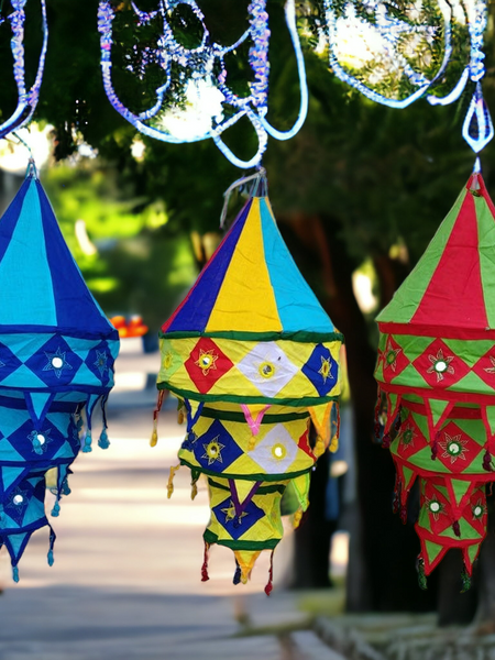 Stecrafty Applique Hanging Lamp Shade, Cotton Multicolor hanging lantern lamp for indoor and outdoor decor 40X40 - 1