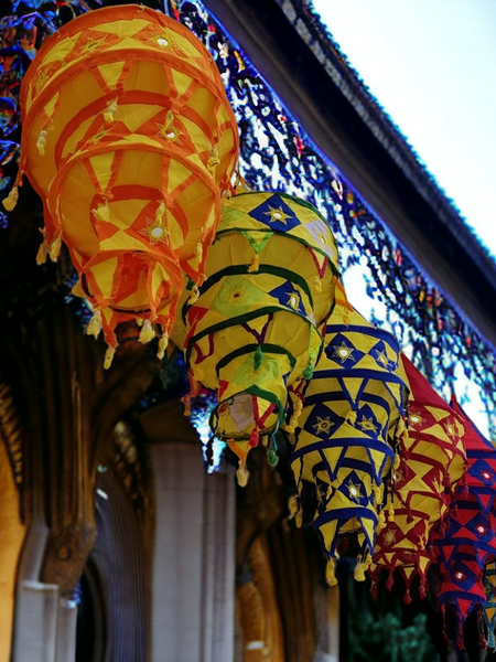 Stecrafty Applique Hanging Lamp Shade, Cotton Multicolor hanging lantern lamp for indoor and outdoor decor 40X40 - 1