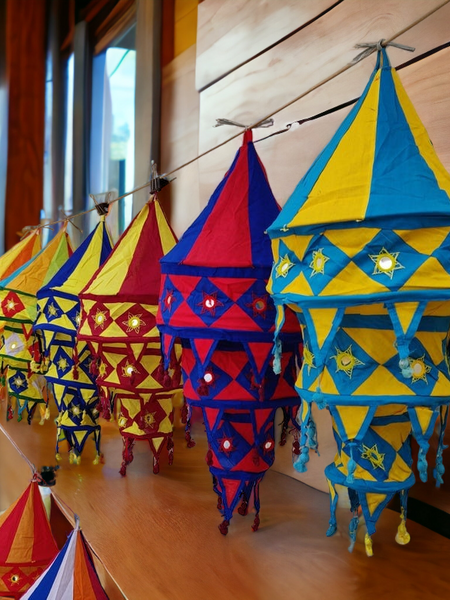 Stecrafty Applique Hanging Lamp Shade, Cotton Multicolor hanging lantern lamp for indoor and outdoor decor 40X40 - 1