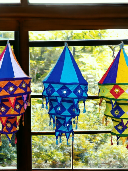 Stecrafty Applique Hanging Lamp Shade, Cotton Multicolor hanging lantern lamp for indoor and outdoor decor 40X40 - 3