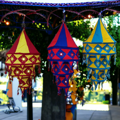 Stecrafty Applique Hanging Lamp Shade, Cotton Multicolor hanging lantern lamp for indoor and outdoor decor 40X40 - 3