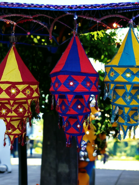 Stecrafty Applique Hanging Lamp Shade, Cotton Multicolor hanging lantern lamp for indoor and outdoor decor 40X40 - 3