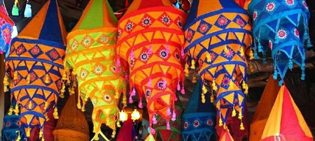 Stecrafty Applique Hanging Lamp Shade, Cotton Multicolor hanging lantern lamp for indoor and outdoor decor 40X40 - 2