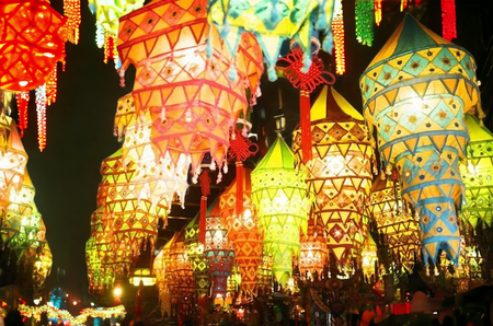 Stecrafty Applique Hanging Lamp Shade, Cotton Multicolor hanging lantern lamp for indoor and outdoor decor 40X40 - 2