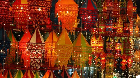 Stecrafty Applique Hanging Lamp Shade, Cotton Multicolor hanging lantern lamp for indoor and outdoor decor 40X40 - 2