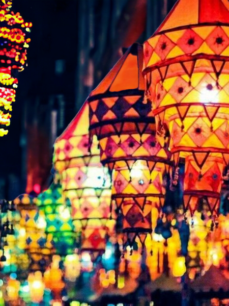 Stecrafty Applique Hanging Lamp Shade, Cotton Multicolor hanging lantern lamp for indoor and outdoor decor 40X40 - 2