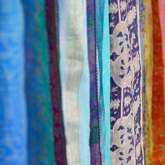 Lot of 200 Pcs Vintage Silk Recycle Sari Sashes Head Wrap Neck Tie Scarf Silk Belt Soft Fabric-Crafting Use Silk Sashes - 3