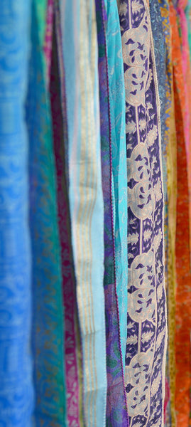 Lot of 200 Pcs Vintage Silk Recycle Sari Sashes Head Wrap Neck Tie Scarf Silk Belt Soft Fabric-Crafting Use Silk Sashes - 3