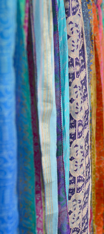 Lot of 200 Pcs Vintage Silk Recycle Sari Sashes Head Wrap Neck Tie Scarf Silk Belt Soft Fabric-Crafting Use Silk Sashes