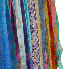 Lot of 200 Pcs Vintage Silk Recycle Sari Sashes Head Wrap Neck Tie Scarf Silk Belt Soft Fabric-Crafting Use Silk Sashes - 3