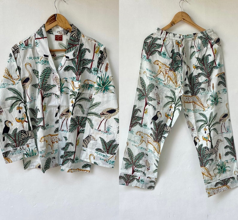 New Pure Cotton Pajama Set - Soft Indian Cotton Nightwear | Bridesmaid PJ's & Night Suit Gift - 1