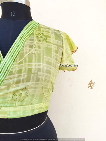 Indian Vintage Silk Crop Top, Silk Sari Crop Top, Bell Sleeves Crop Top, Front Tie Top, Women's Crop Top, Summer Wear Crop Top - 2