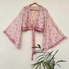 Lot of 10 Pcs Indian Vintage Silk Crop Top, Silk Sari Crop Top, Bell Sleeves Crop Top, Front Tie Top, Women's Crop Top, Summer Wear Crop Top