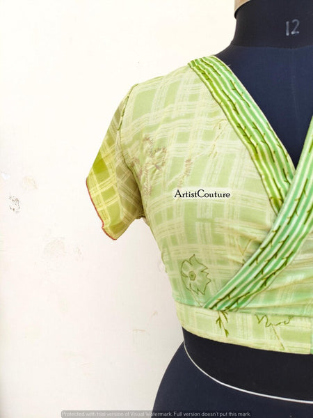 Indian Vintage Silk Crop Top, Silk Sari Crop Top, Bell Sleeves Crop Top, Front Tie Top, Women's Crop Top, Summer Wear Crop Top - 2