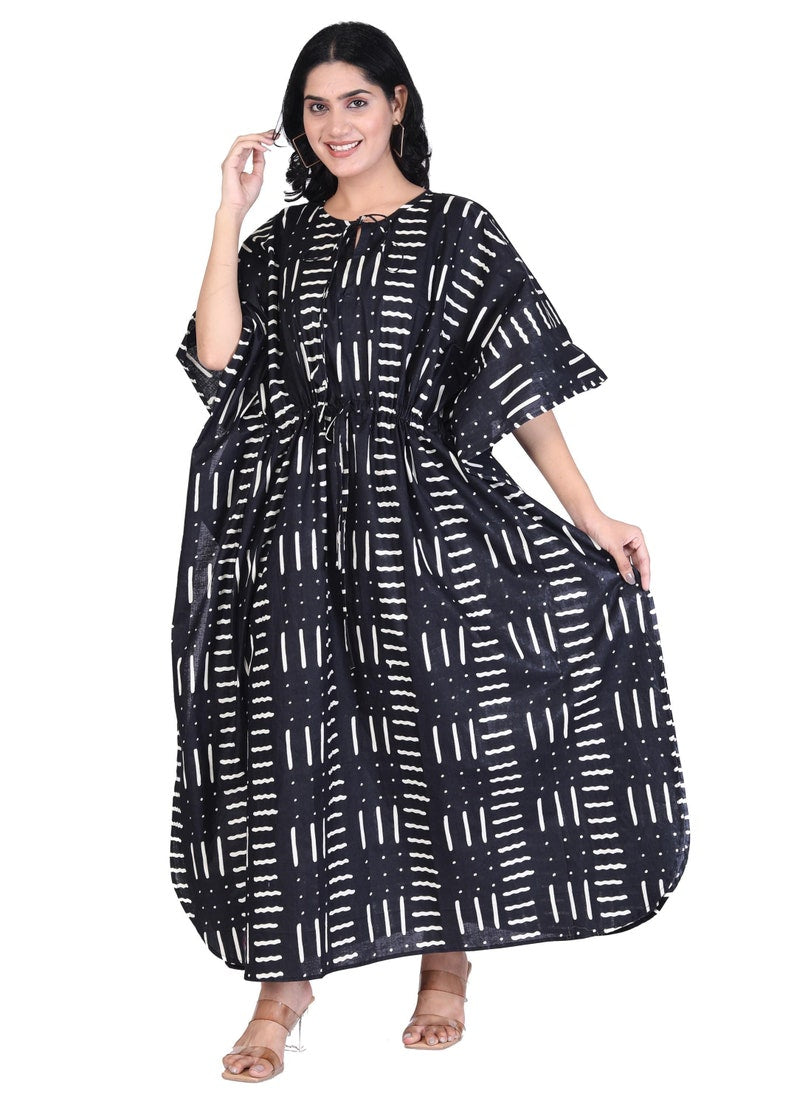 Cotton Black Kaftan, Indian Long Caftanfor Women's, Dress For Moms, Beach Cover up, Sleepwear Indian Kaftan, Maxi Dress, Bikini Cover Up