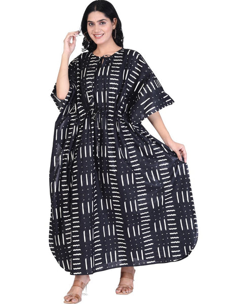 Cotton Black Kaftan, Indian Long Caftanfor Women's, Dress For Moms, Beach Cover up, Sleepwear Indian Kaftan, Maxi Dress, Bikini Cover Up