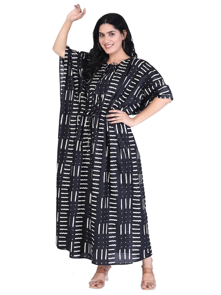 Cotton Black Kaftan, Indian Long Caftanfor Women's, Dress For Moms, Beach Cover up, Sleepwear Indian Kaftan, Maxi Dress, Bikini Cover Up