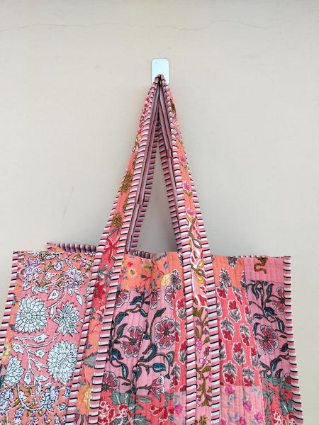 Handmade Patchwork Tote Bag, Indian Making Quilted Tote Bags, Eco Friendly Boho Shopper Bags, Vintage Shoulder Bag, Women's Carry Bag
