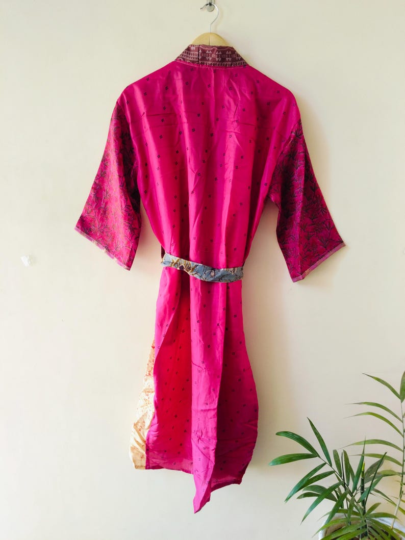 Indian Silk Kimono Robe, Vintage Party Wear Gown, Unisex Kimono Robe, Women's Kimono, Anniversary Gift, Nightwear Gown, Gown To Be Mom