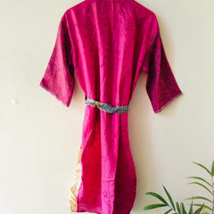 Indian Silk Kimono Robe, Vintage Party Wear Gown, Unisex Kimono Robe, Women's Kimono, Anniversary Gift, Nightwear Gown, Gown To Be Mom