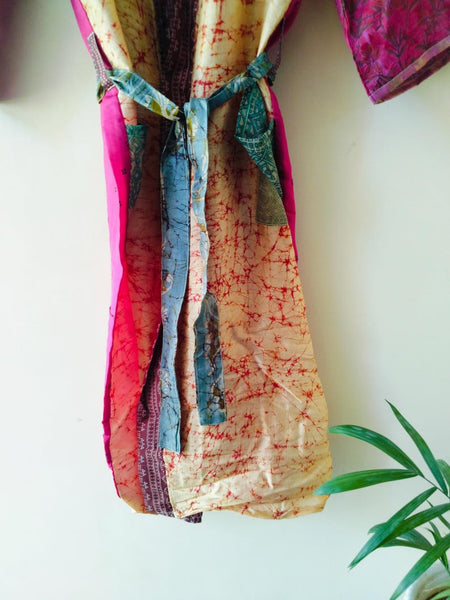 Indian Silk Kimono Robe, Vintage Party Wear Gown, Unisex Kimono Robe, Women's Kimono, Anniversary Gift, Nightwear Gown, Gown To Be Mom